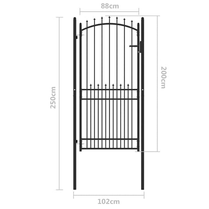 Cancello della recinzione con punte Nero 100 x 200 cm