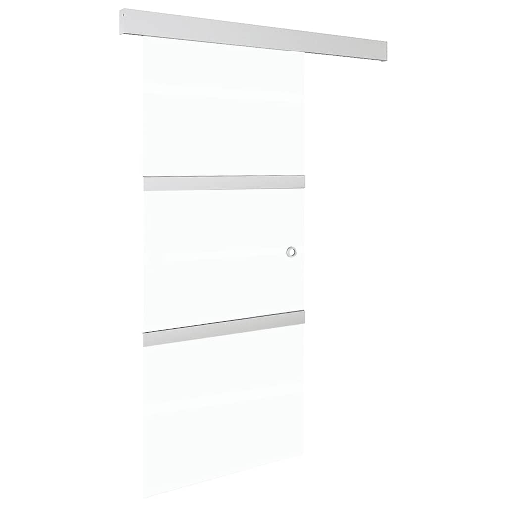 Porta Scorrevole in Vetro ESG e Alluminio 90x212cm Argento