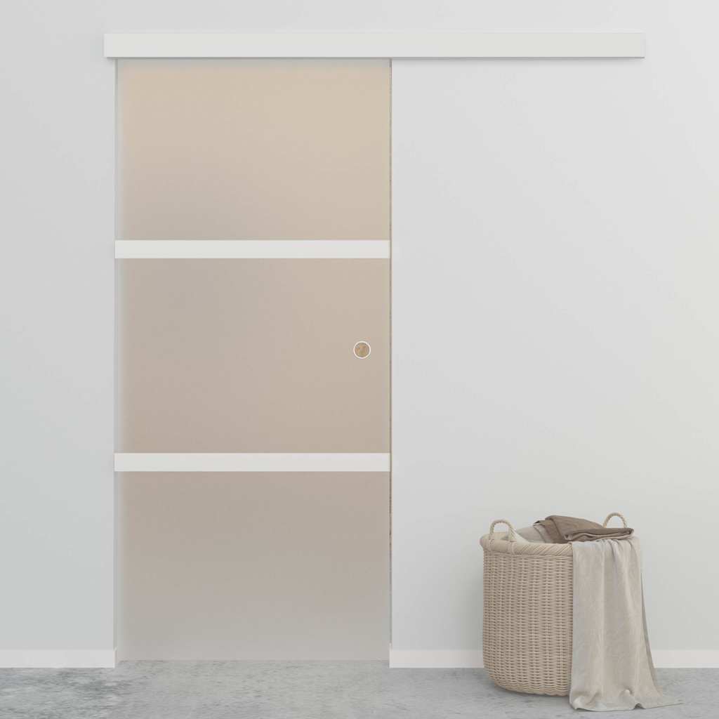 Porta Scorrevole in Vetro ESG e Alluminio 90x212cm Argento