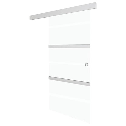 Porta Scorrevole in Vetro ESG e Alluminio 76x212 cm Argento