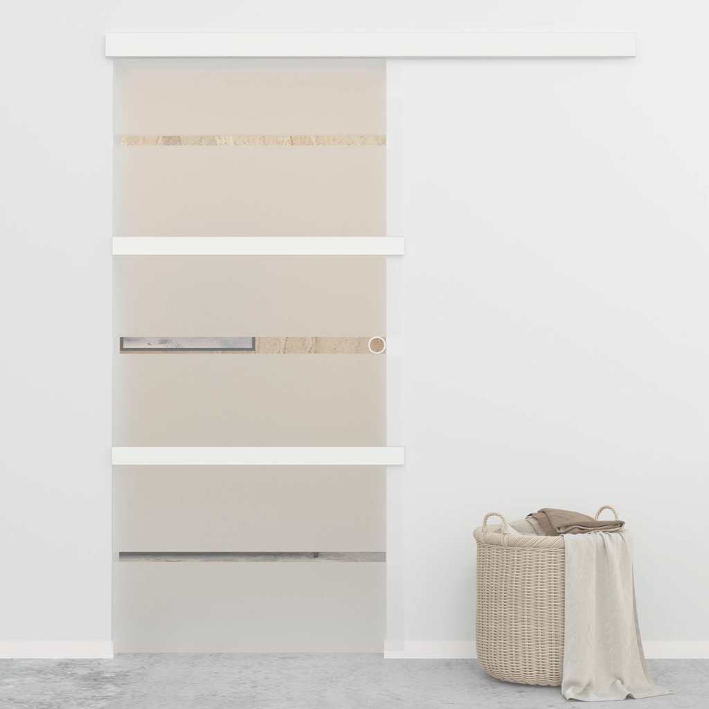 Porta Scorrevole in Vetro ESG e Alluminio 102,5x212 cm Argento