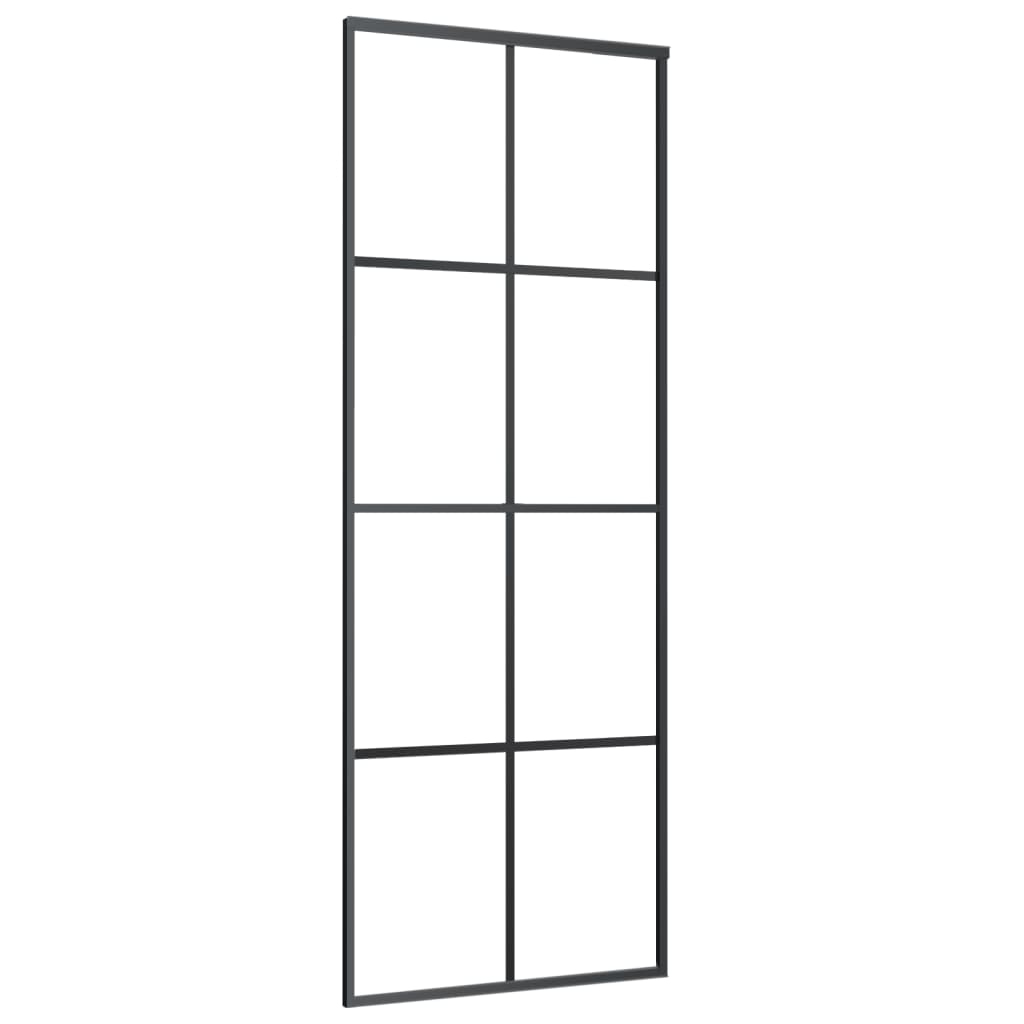 Porta Scorrevole in Alluminio e Vetro ESG 76x205 cm Nera