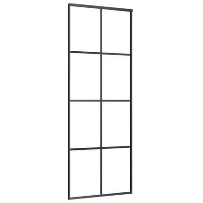 Porta Scorrevole in Alluminio e Vetro ESG 76x205 cm Nera