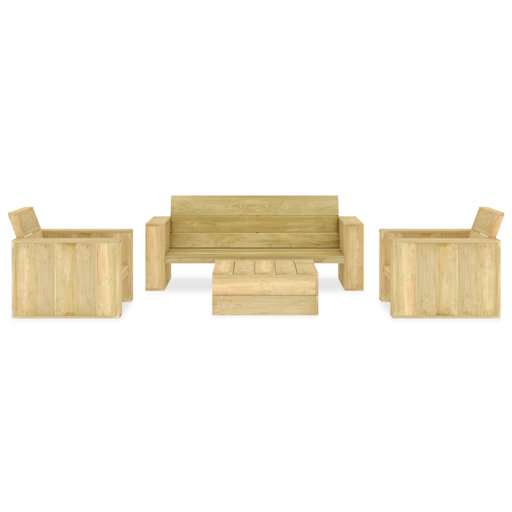 Set Divani da Giardino 4 pz in Legno di Pino Impregnato