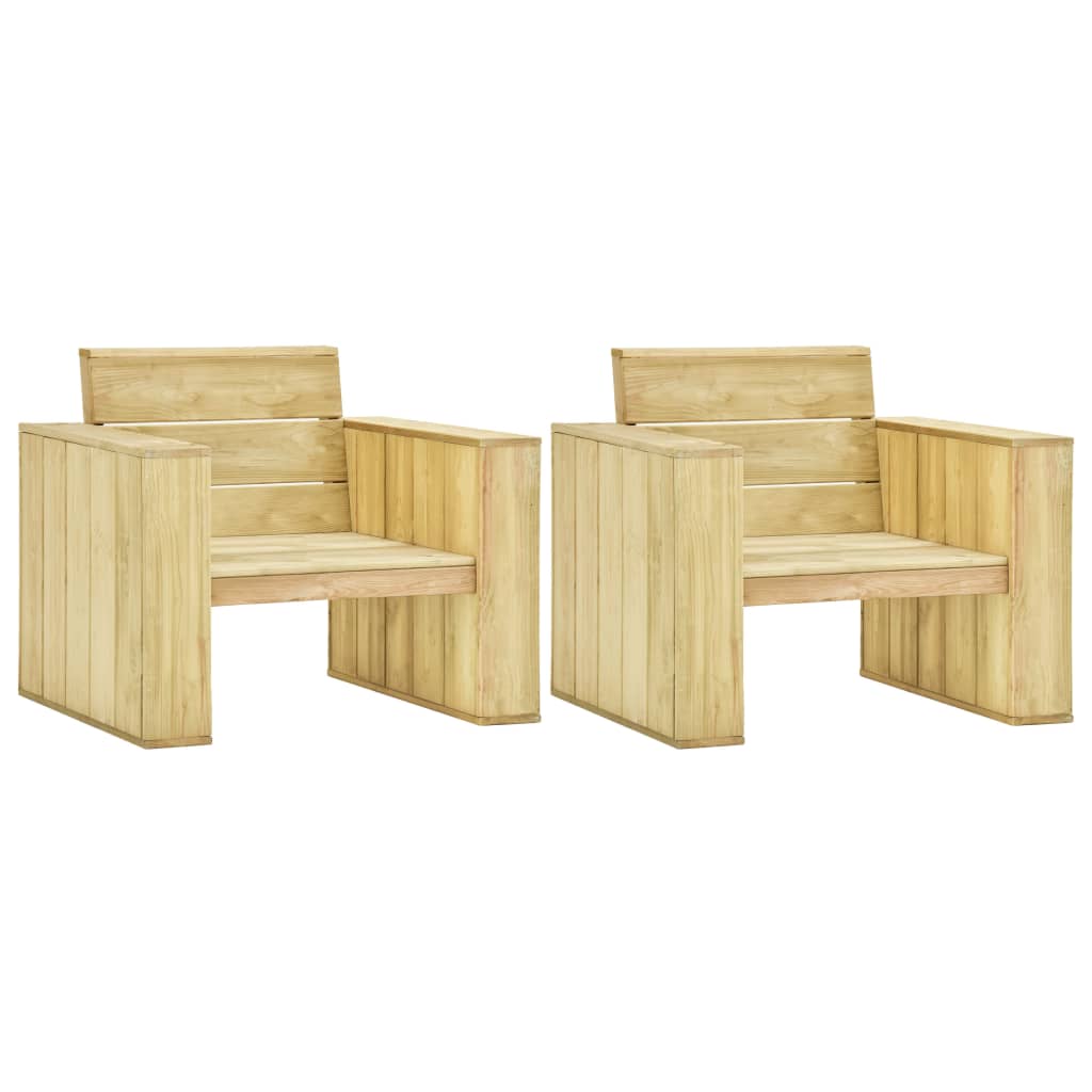 Sedie da Giardino 2 pz 89x76x76 cm in Legno di Pino Impregnato