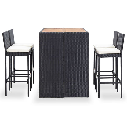 Set da Bar da Giardino 5 pz Polyrattan e Legno di Acacia Nero