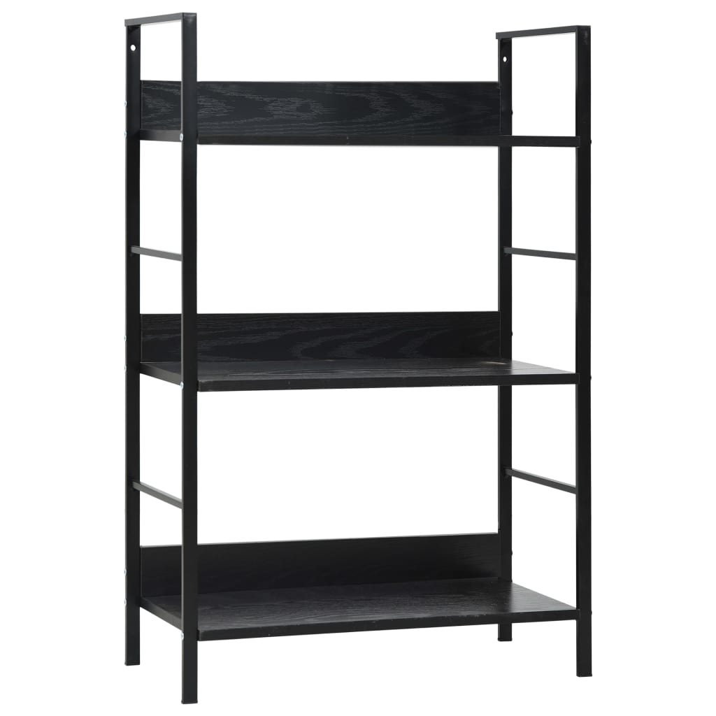 Scaffale Libri 3 Ripiani Nero 60x27,6x90,5 cm Legno Multistrato