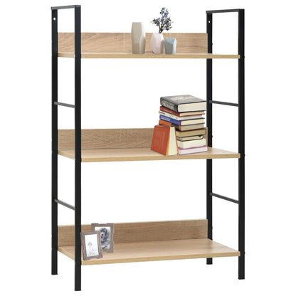 Scaffale Libri 3 Ripiani Rovere 60x27,6x90,5 Legno Multistrato