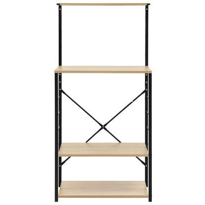 Mobile Microonde Nero e Rovere 60x39,6x123cm Legno Multistrato