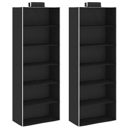 Organizer per Armadio da Appendere con 6 Ripiani 2 pz Tessuto