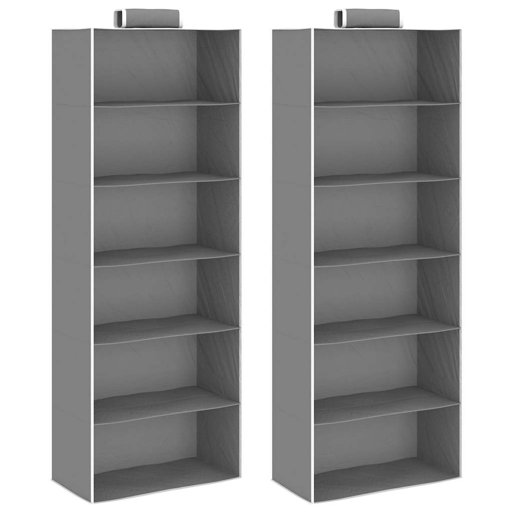 Organizer per Armadio da Appendere con 6 Ripiani 2 pz Tessuto