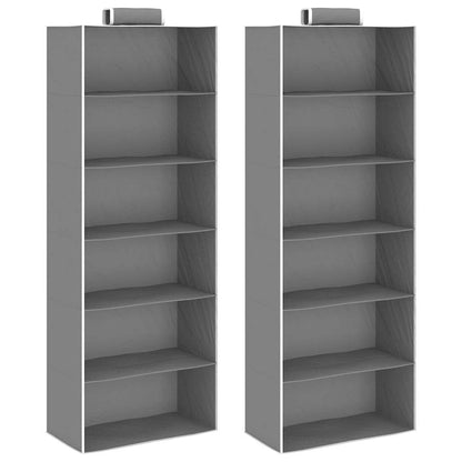 Organizer per Armadio da Appendere con 6 Ripiani 2 pz Tessuto