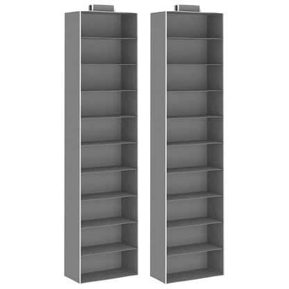 Organizer per Armadio da Appendere 2 pz con 10 Ripiani Tessuto