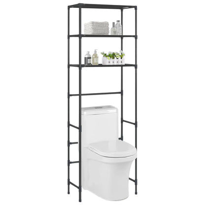 Scaffale per Bagno con 3 Ripiani Nero 53x28x169 cm