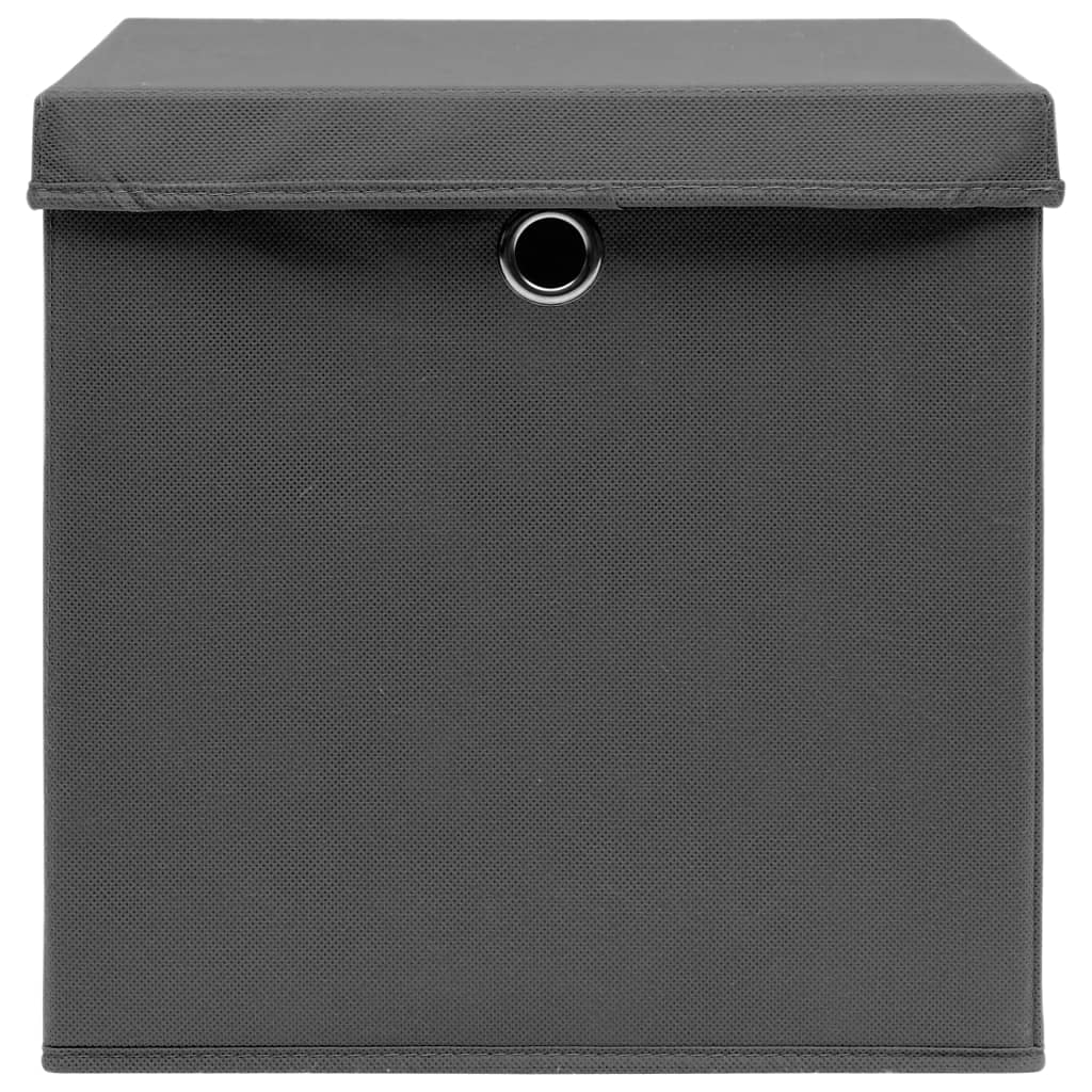 Scatole Portaoggetti con Coperchi 4pz Grigi 32x32x32 cm Tessuto