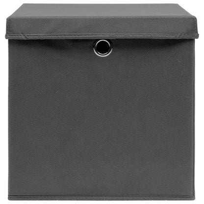 Scatole Portaoggetti con Coperchi 10pz Grigi 32x32x32cm Tessuto