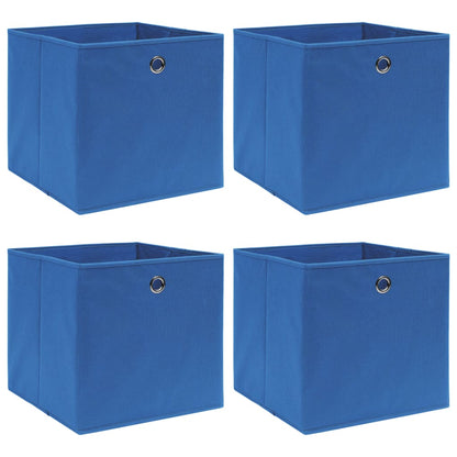 Scatole Portaoggetti con Coperchi 4 pz Blu 32x32x32 cm Tessuto
