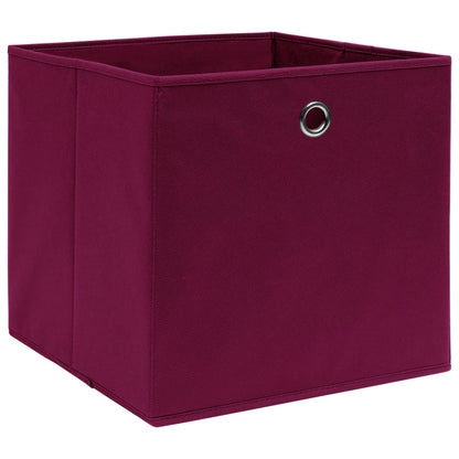 Scatole con Coperchi 4pz Rosso Scuro 32x32x32 cm Tessuto
