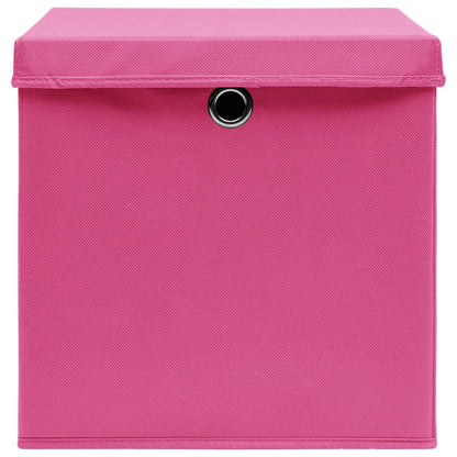 Scatole Portaoggetti con Coperchi 4pz Rosa 32x32x32 cm Tessuto