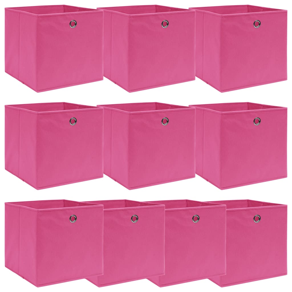 Scatole Portaoggetti 10 pz Rosa 32x32x32 cm Tessuto