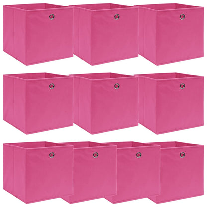 Scatole Portaoggetti 10 pz Rosa 32x32x32 cm Tessuto