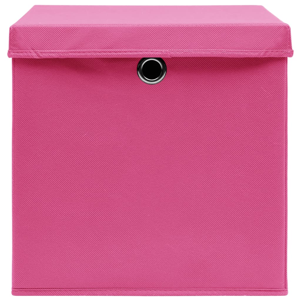 Scatole Portaoggetti con Coperchi 10pz Rosa 32x32x32 cm Tessuto