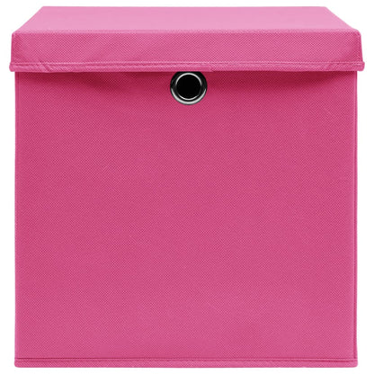 Scatole Portaoggetti con Coperchi 10pz Rosa 32x32x32 cm Tessuto