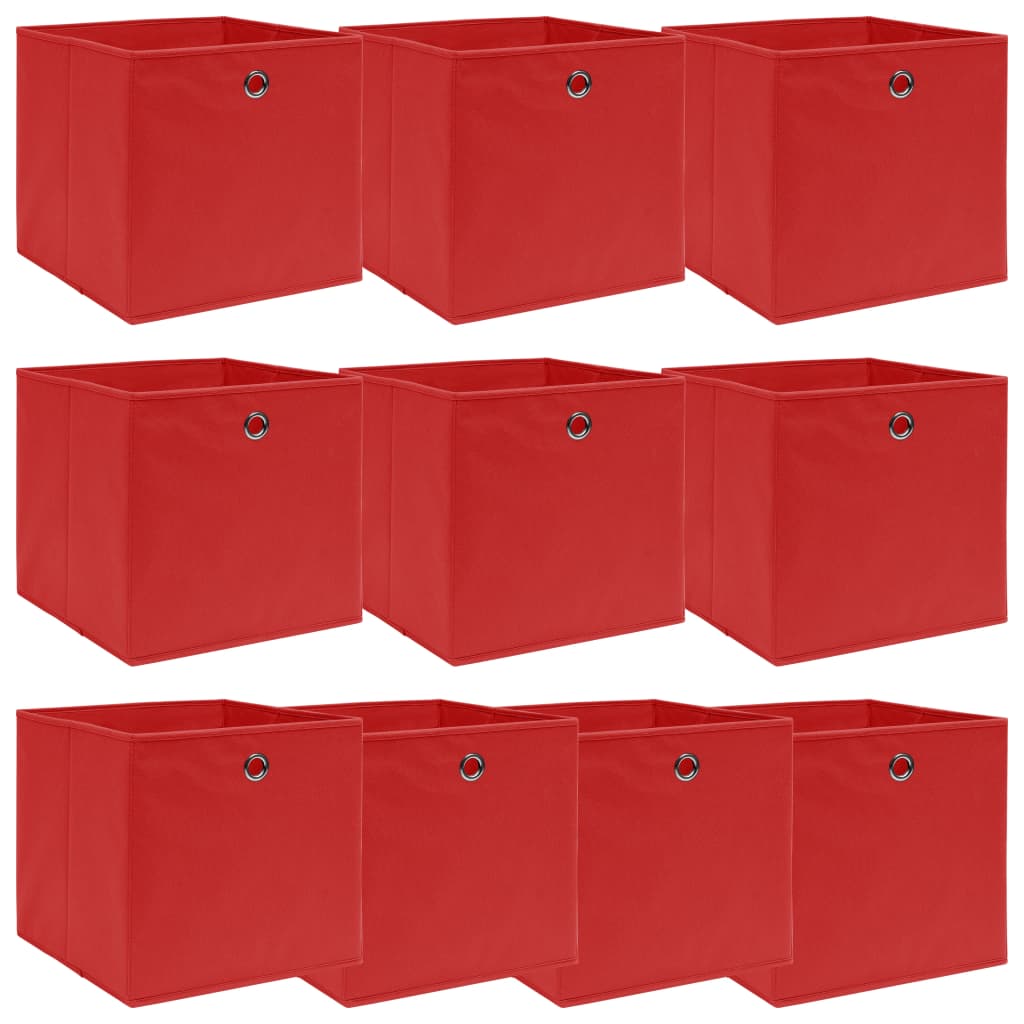 Scatole Portaoggetti 10pz Rosse 32x32x32 cm Tessuto