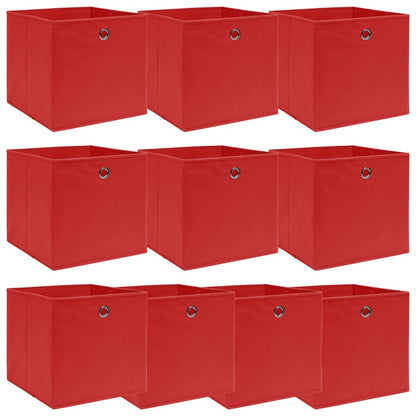 Scatole Portaoggetti 10pz Rosse 32x32x32 cm Tessuto