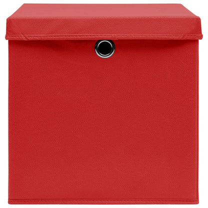 Scatole Portaoggetti con Coperchi 10pz Rosse 32x32x32cm Tessuto