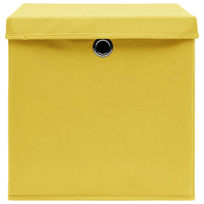 Scatole Portaoggetti con Coperchi 4pz Gialle 32x32x32cm Tessuto