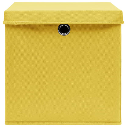 Scatole con Coperchi 10pz Gialle 32x32x32 cm Tessuto