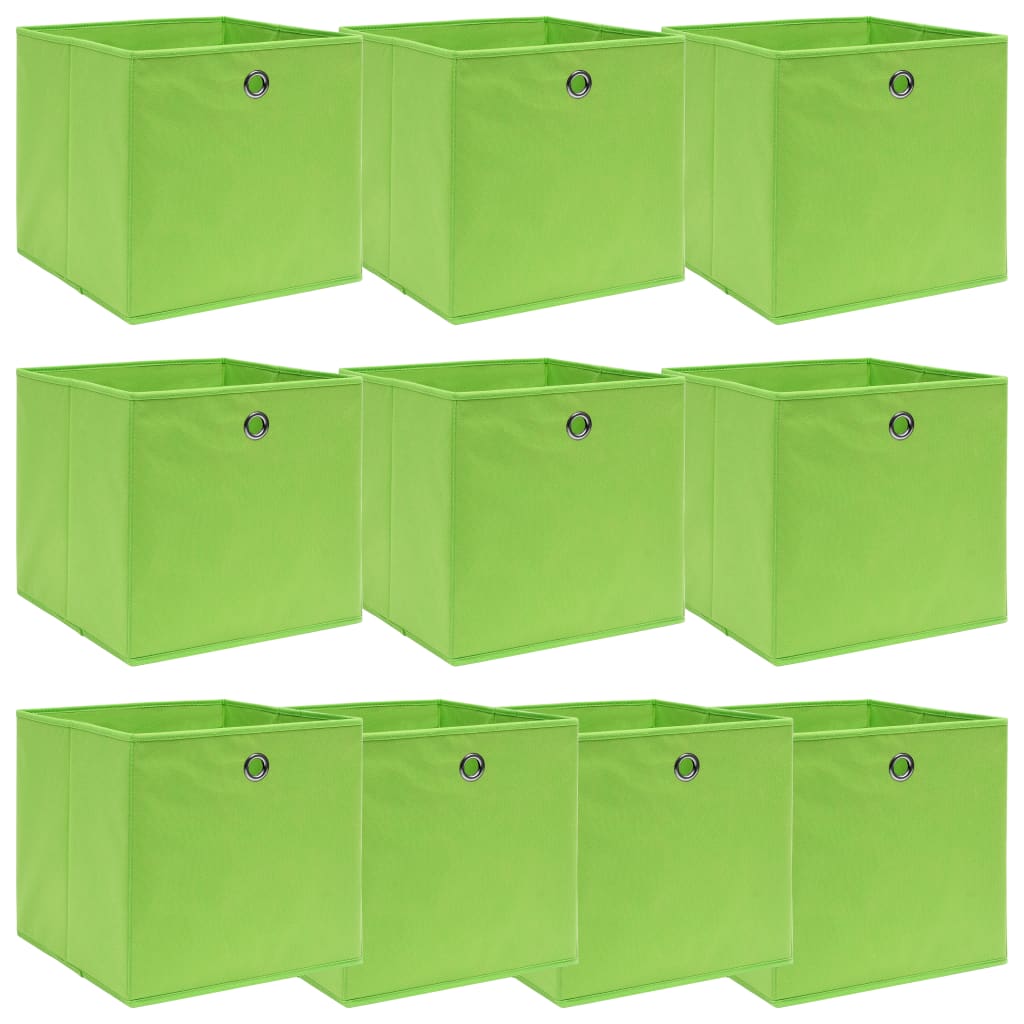 Scatole Portaoggetti 10pz Verdi 32x32x32 cm Tessuto