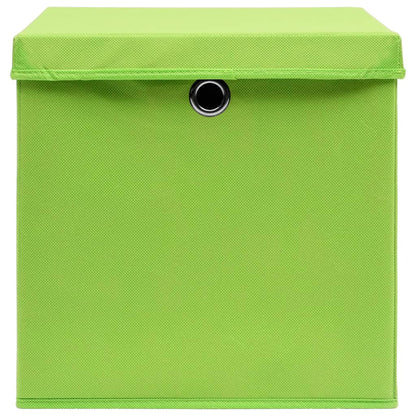 Scatole Portaoggetti con Coperchi 10pz Verdi 32x32x32cm Tessuto