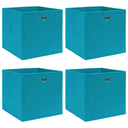 Scatole Portaoggetti 4pz Azzurre 32x32x32 cm Tessuto