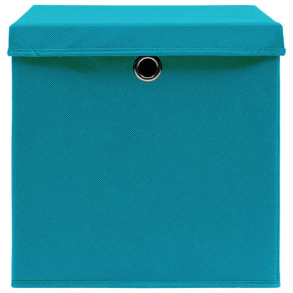 Scatole con Coperchi 4pz Azzurre 32x32x32 cm Tessuto