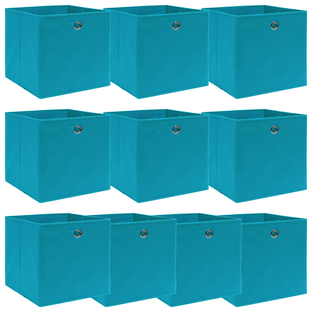 Scatole Portaoggetti 10pz Azzurre 32x32x32 cm Tessuto
