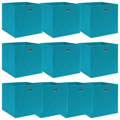 Scatole Portaoggetti 10pz Azzurre 32x32x32 cm Tessuto