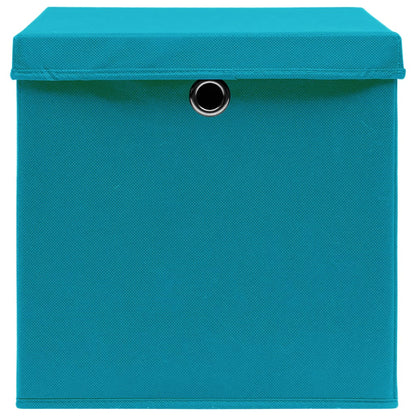 Scatole con Coperchi 10pz Azzurre 32x32x32 cm Tessuto