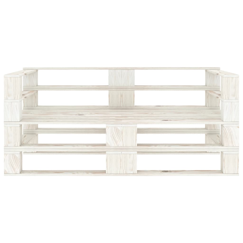Divano da Giardino a Pallet 2 Posti Bianco in Legno