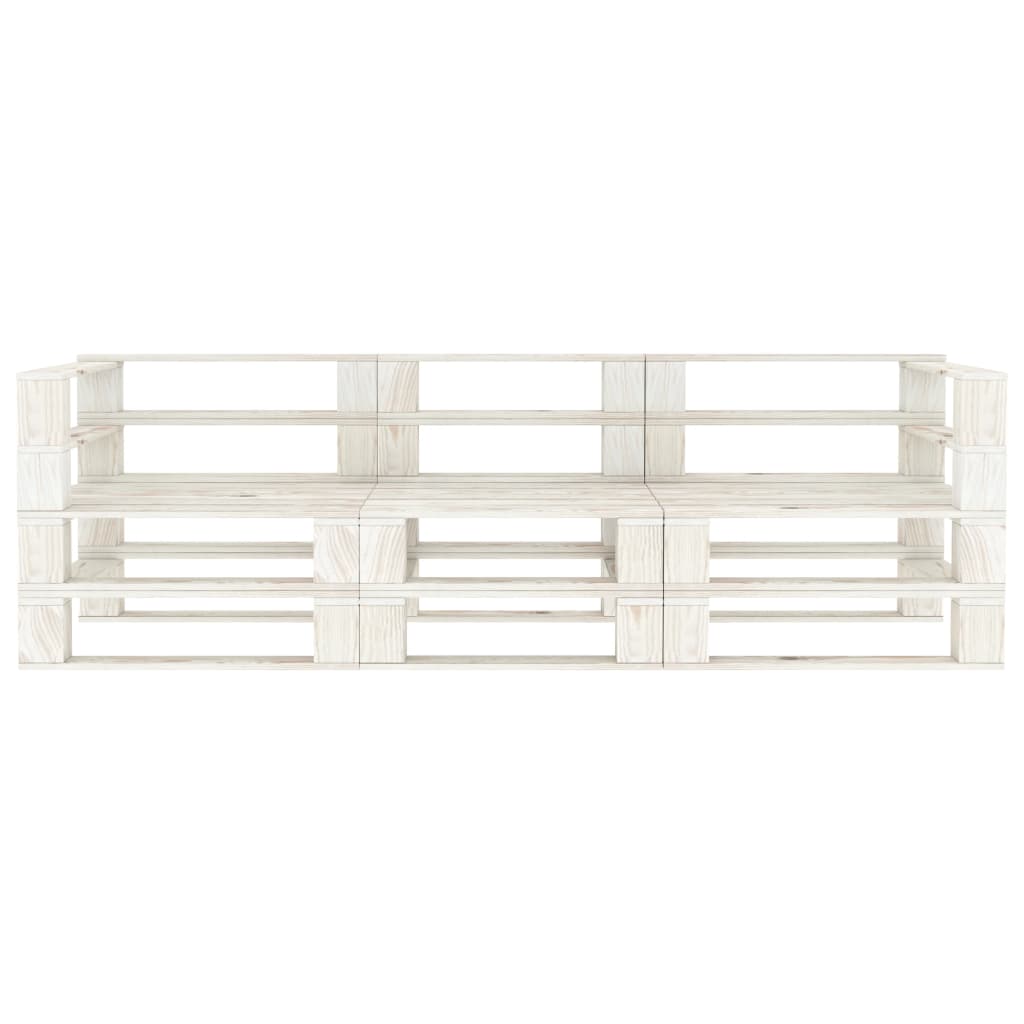 Divano da Giardino a Pallet 3 Posti Bianco in Legno