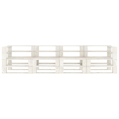 Divano da Giardino a Pallet 4 Posti Bianco in Legno