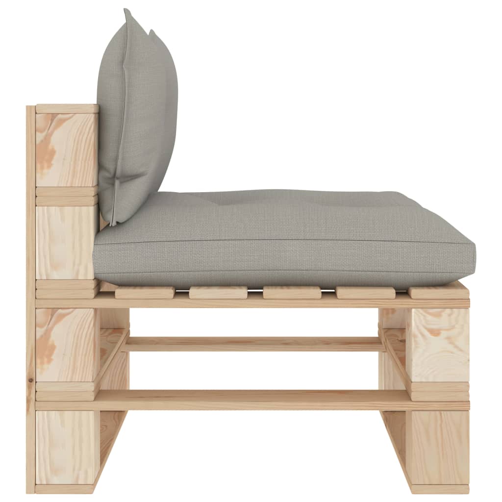 Divano Centrale da Giardino in Pallet e Cuscini Talpa in Legno
