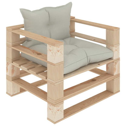 Divano da Giardino in Pallet con Cuscini Beige in Legno