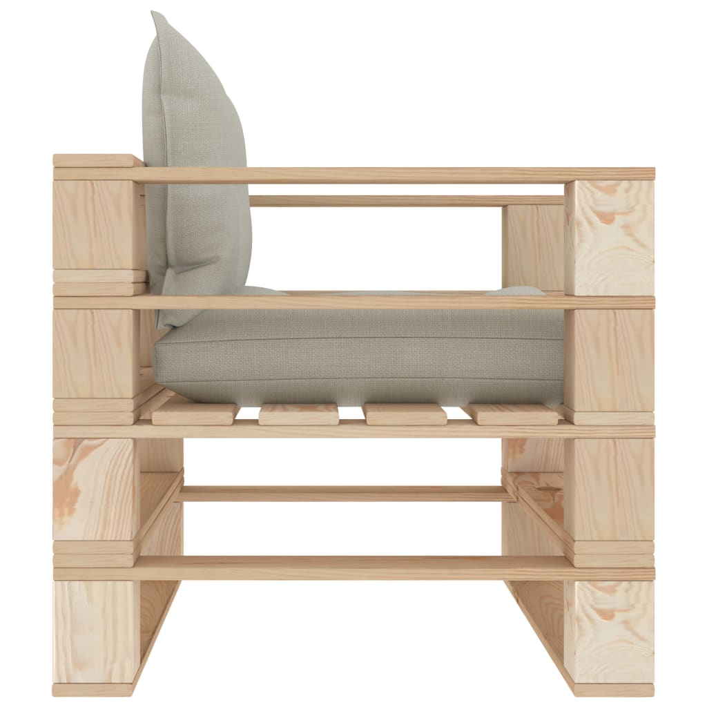 Divano da Giardino in Pallet con Cuscini Beige in Legno