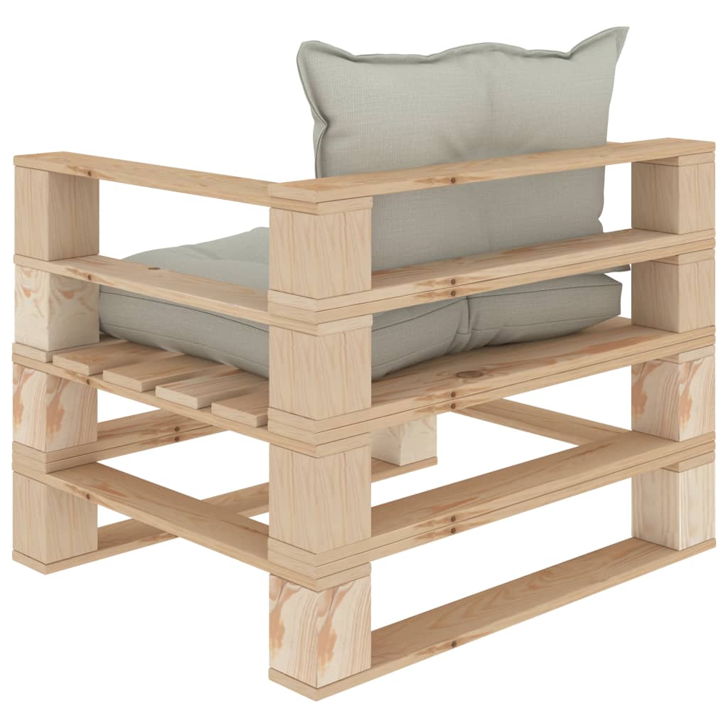 Divano da Giardino in Pallet con Cuscini Beige in Legno