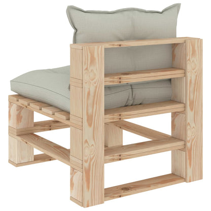 Divano da Giardino in Pallet con Cuscini Beige in Legno