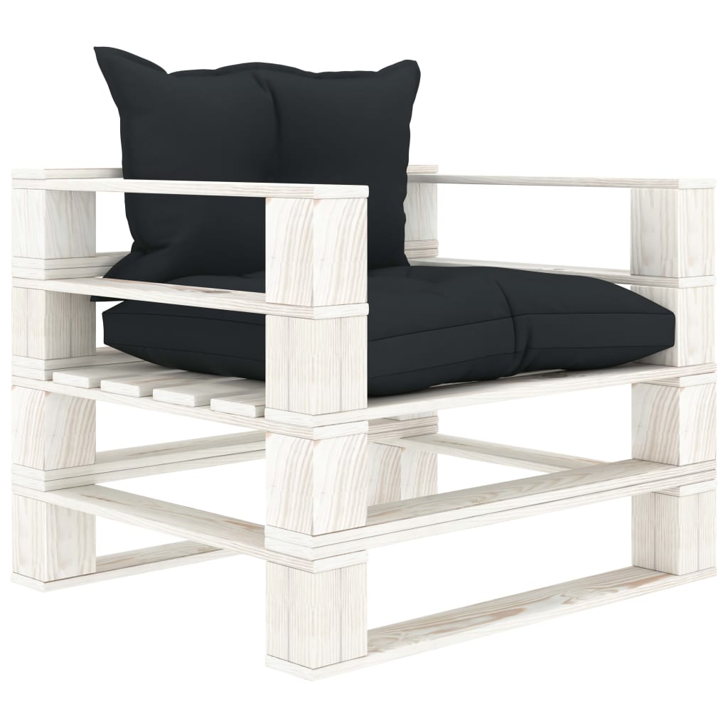 Poltrona da Giardino Pallet con Cuscini Antracite in Legno