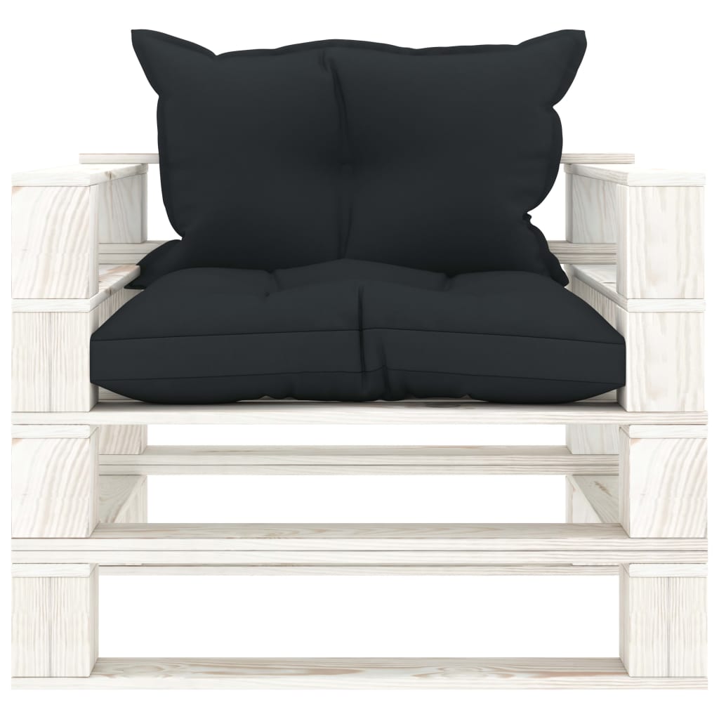 Poltrona da Giardino Pallet con Cuscini Antracite in Legno