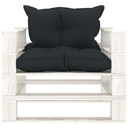 Poltrona da Giardino Pallet con Cuscini Antracite in Legno